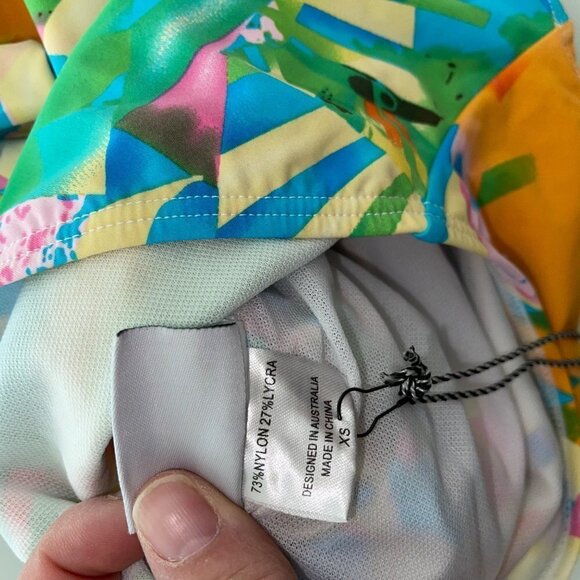 Lisa Maree Womens Swimsuit Size XS Tropical Ruched Removable Strap Tie Neck New - Picture 11 of 12